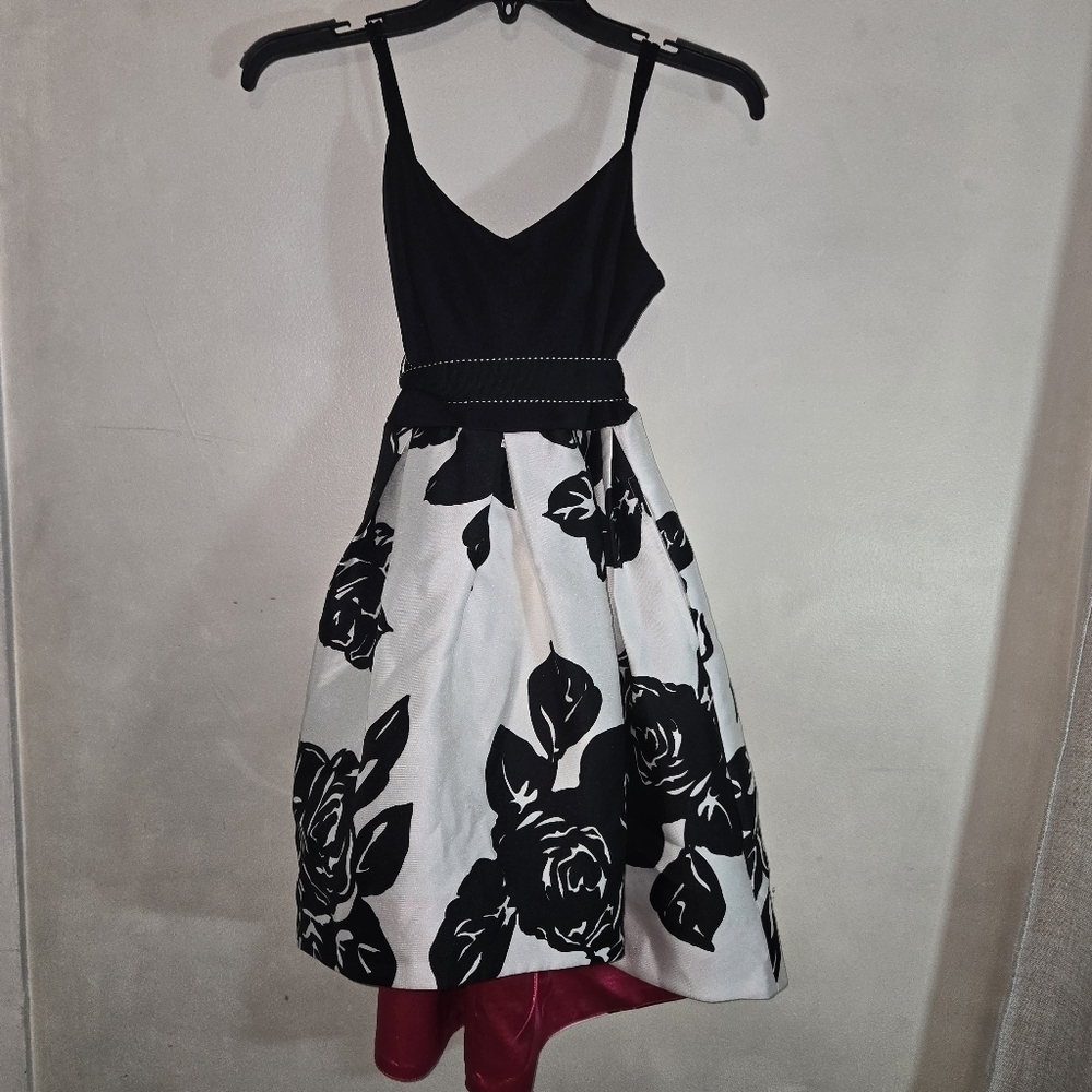 Teeze Me Black and White Floral High-Low Dress - Picture 2 of 5